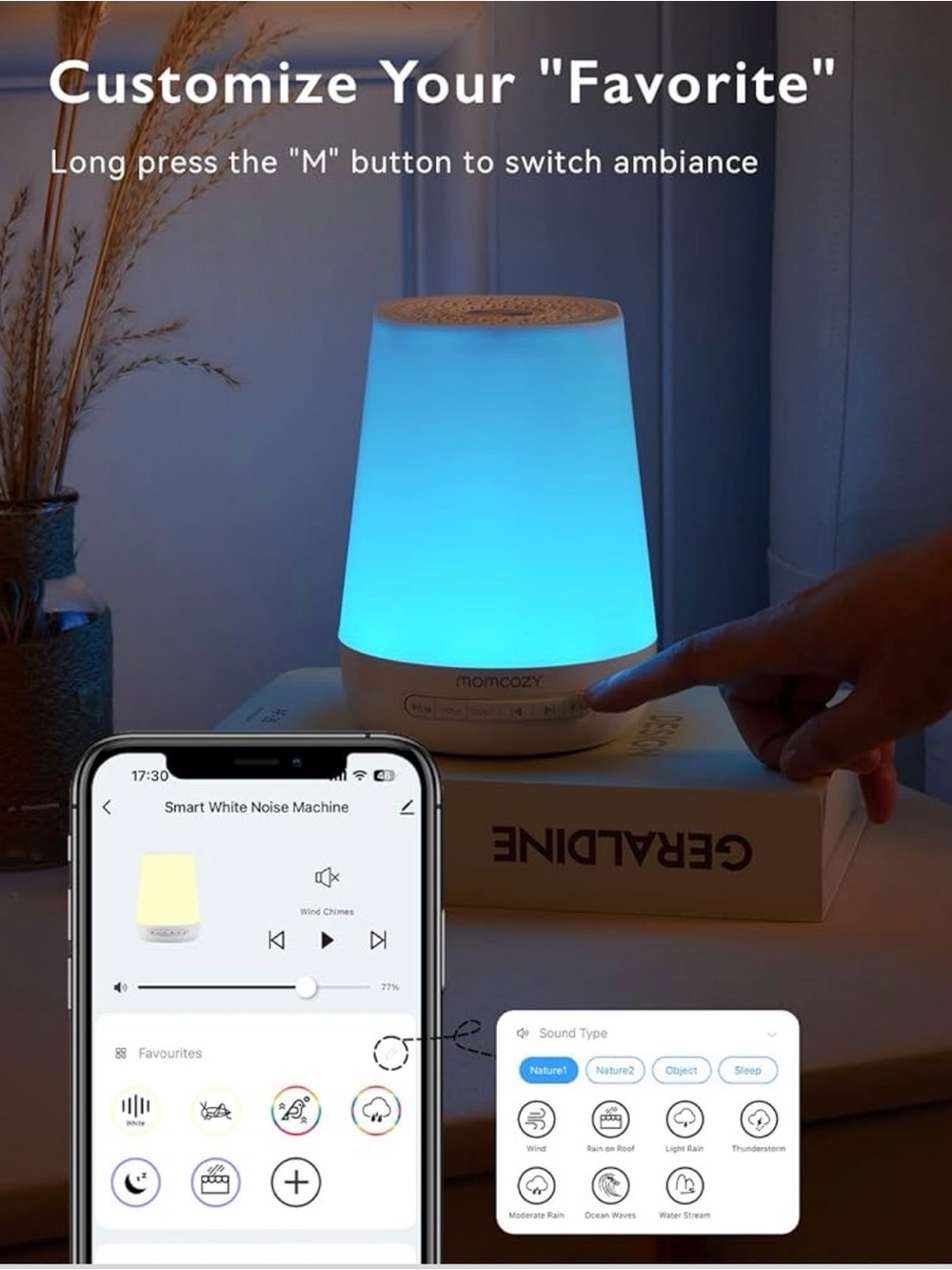 NIB - Momcozy Smart Sound Machine - Amber Night Light - Picture 6 of 9